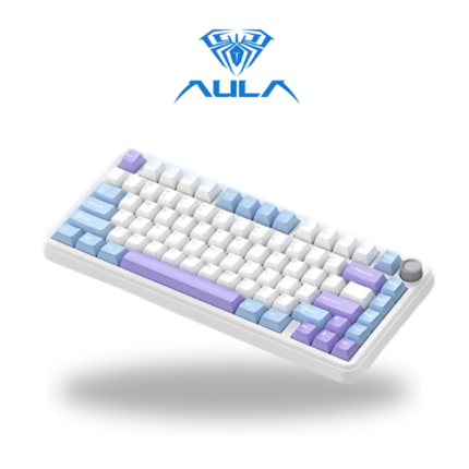 AULA F75 3 IN 1 Gasket Keyboard - White+Blue+Purple (Star Vector Switch)