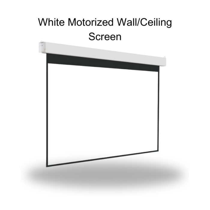 White Motorized Wall/Ceiling Tab Tension Projector Screen 84"