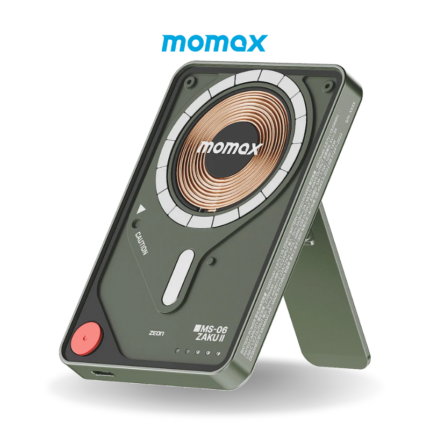 Momax 1-Power X Pro Magnetic Wireless Power Bank 5000mAh With Built-In USB-C Cable | MS-06F-Green