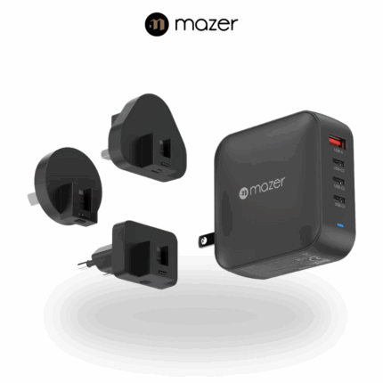 Mazer GaNPrestige 165W Gan Wall Charger with Travel Pins | Black