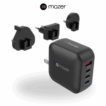 Mazer GaNPrestige V5 100W Gan Wall Charger with Travel Pins | Black