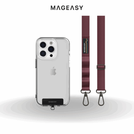Mageasy 20mm Phone Lanyard Strap + Strap Card | Burgundy