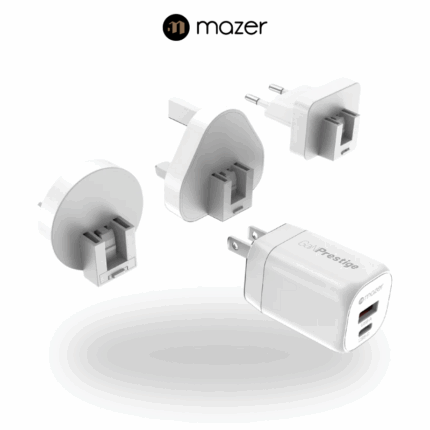 Mazer GaNPrestige V5 35W GaN Wall Charger with Travel Pins | White