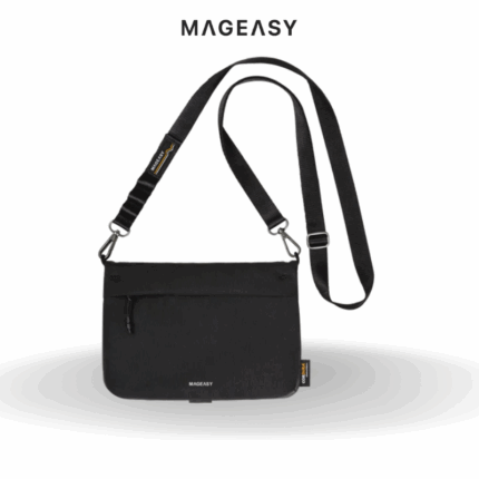 Mageasy 2L Sacoche Utility Crossbody Bag + Strap Phone Lanyard 20mm (Cordura) | Graphite Black