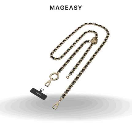 Mageasy 9mm Chic Chain Strap + Strap Card | Black / Matte Gold