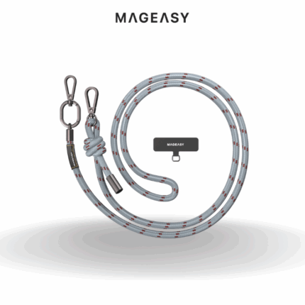 Mageasy 8.3mm Phone Lanyard  Strap + Strap Card | Misty Blue + Red
