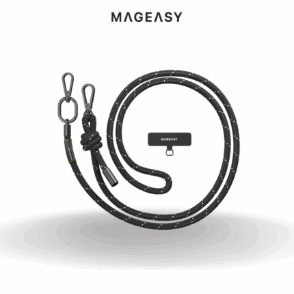 Mageasy 8.3mm Phone Lanyard  Strap + Strap Card | Reflective Black
